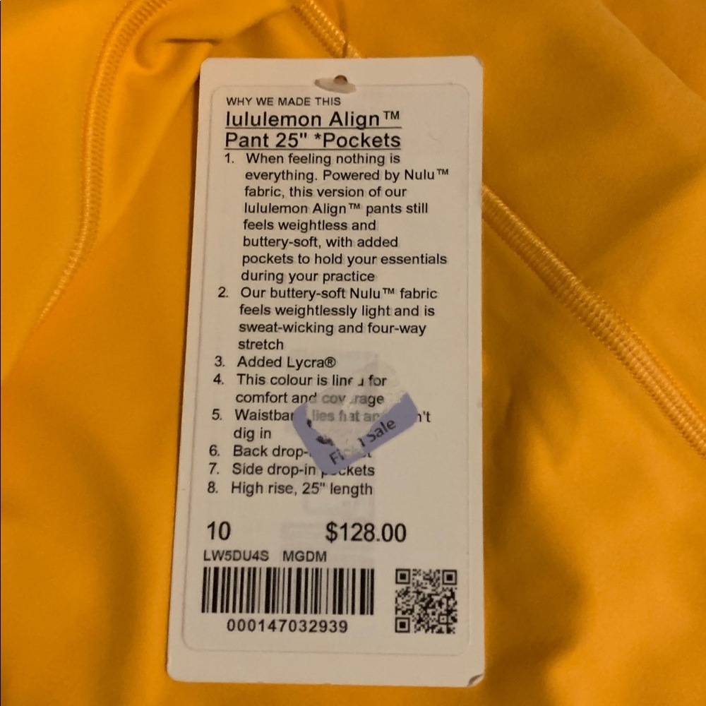 lululemon athletica Align Leggings w/pockets
Size 10, mango dream, NWT - Picture 3 of 7